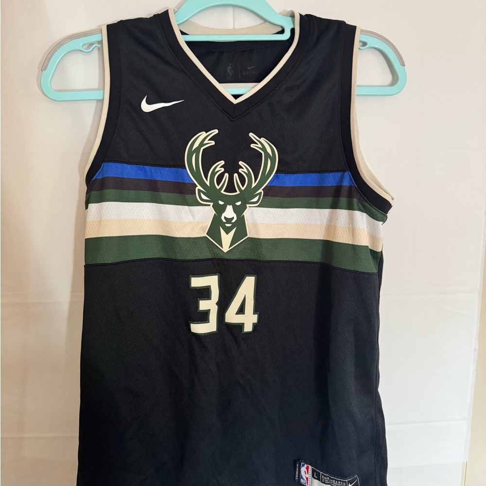 Nike Black Bucks Jersey with Green and Blue Stripes